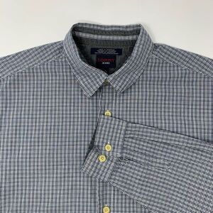 Tommy Hilfiger Men's Long Sleeve Button Up Blue and White Checkered Size L Shirt